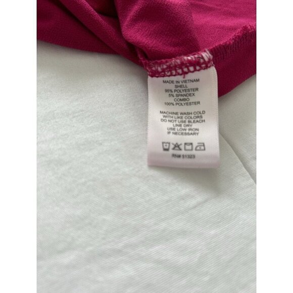 CeCe Womens Ruffle Neck 3/4 Semi Sheer Embroidered Sleeve Plumeria Size L - Picture 7 of 7